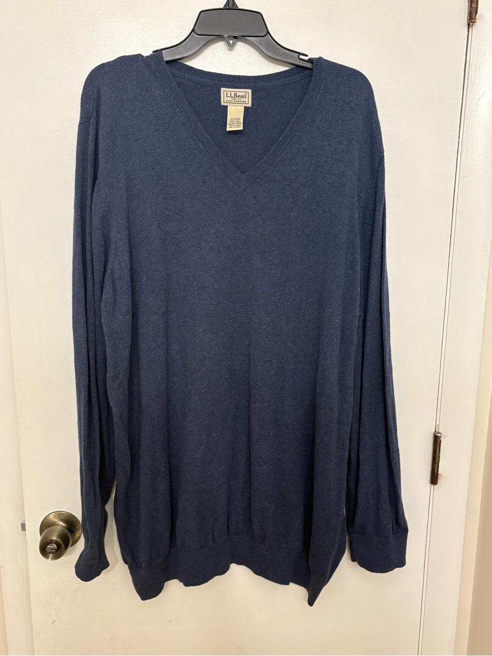 L.L. Bean Cotton Cashmere V-Neck Sweater Blue Men's Size XXXL-Tall